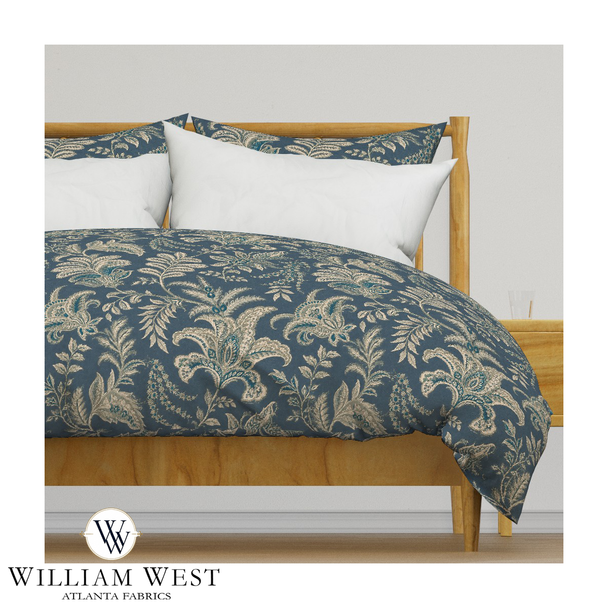 Atlanta Fabrics Indienne Paisley  Deep Teal Fabric | Atlanta Fabrics
