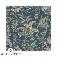 Atlanta Fabrics Indienne Paisley  Deep Teal Fabric | Atlanta Fabrics