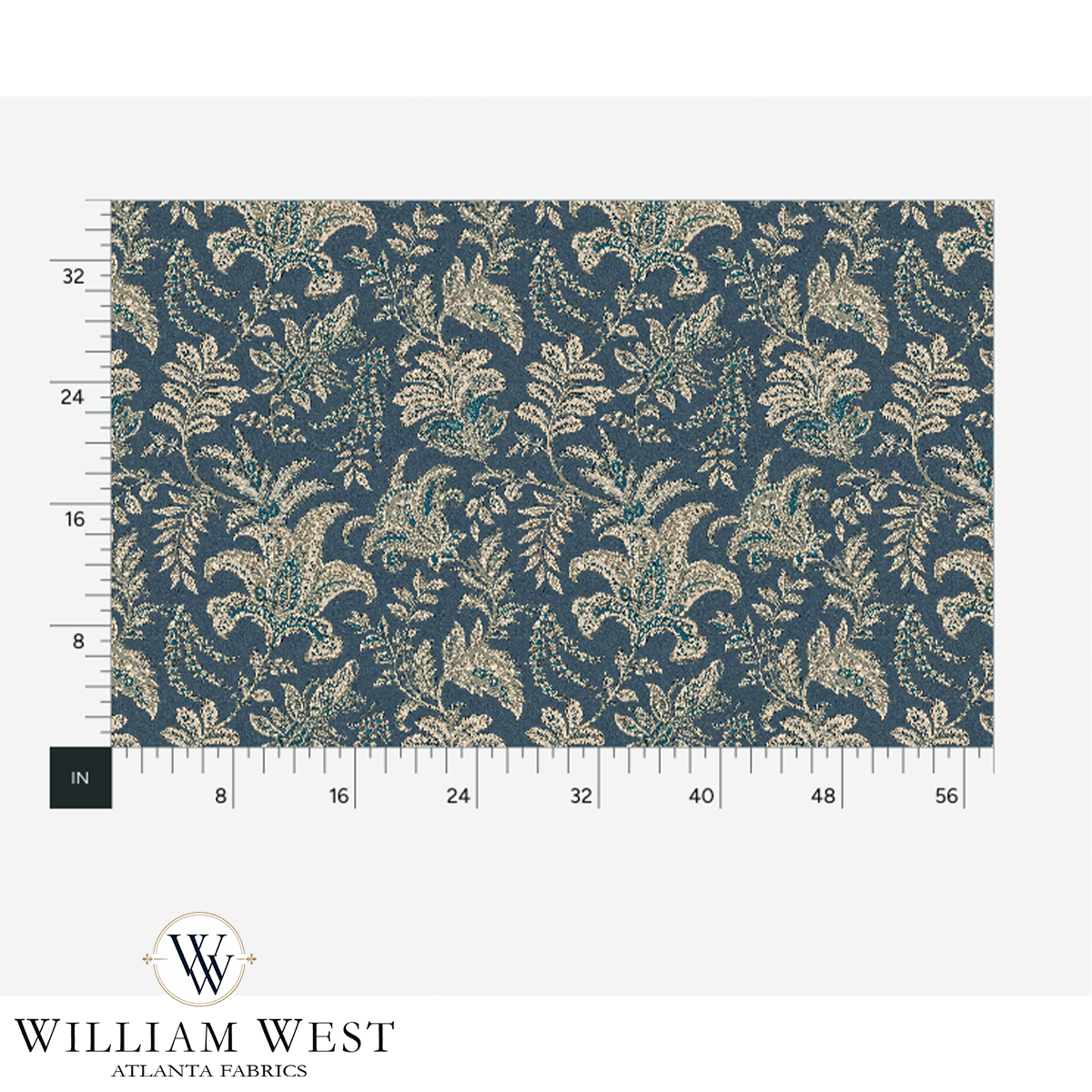 Atlanta Fabrics Indienne Paisley  Deep Teal Fabric | Atlanta Fabrics