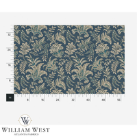 Atlanta Fabrics Indienne Paisley  Deep Teal Fabric | Atlanta Fabrics