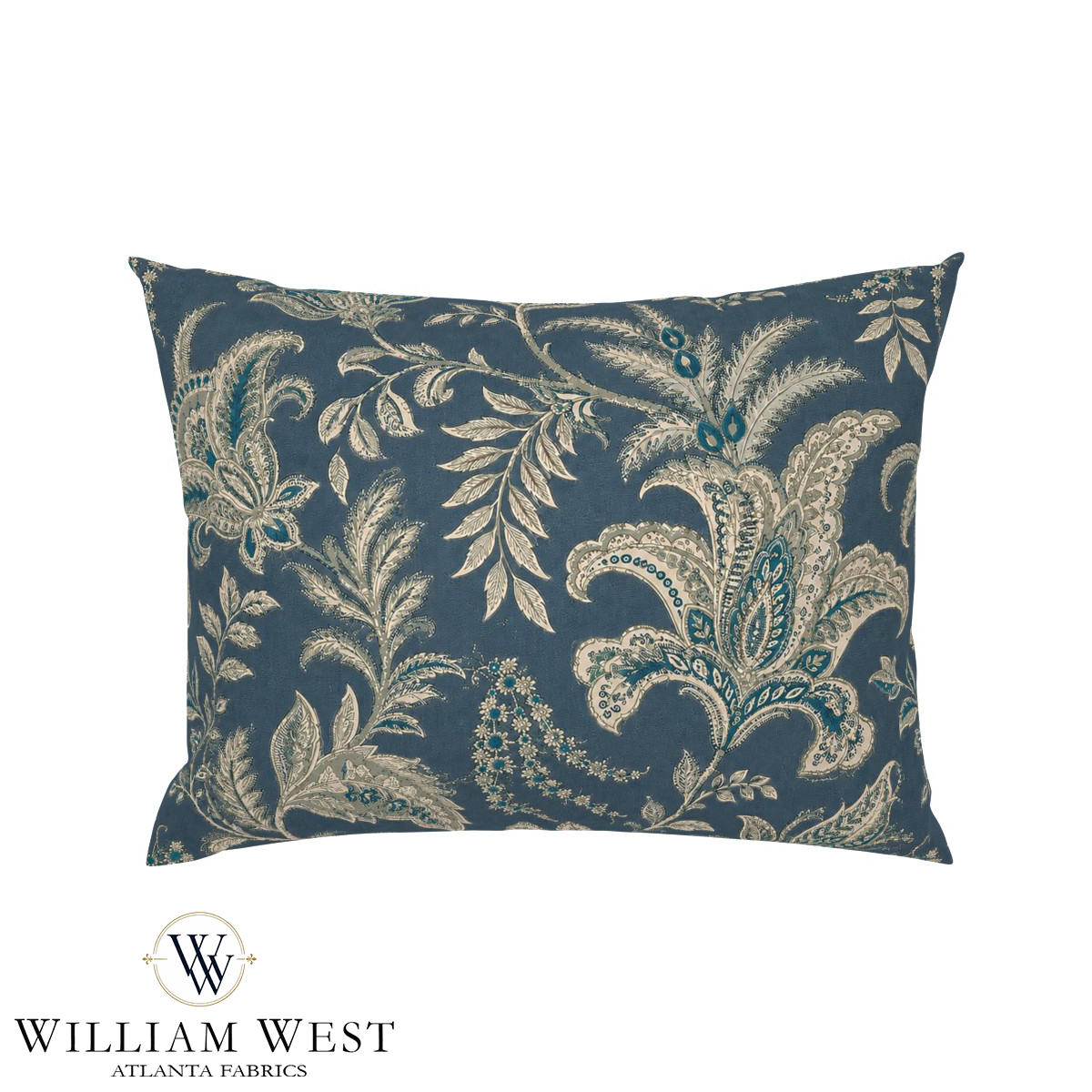 Atlanta Fabrics Indienne Paisley  Deep Teal Fabric | Atlanta Fabrics