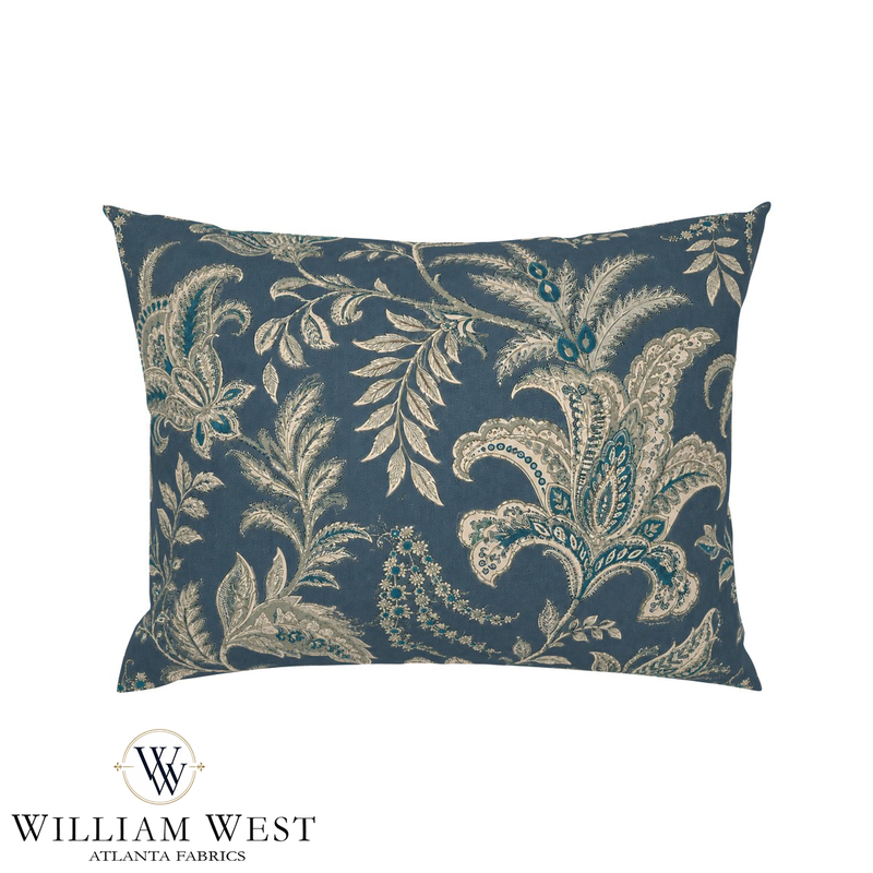 Atlanta Fabrics Indienne Paisley  Deep Teal Fabric | Atlanta Fabrics