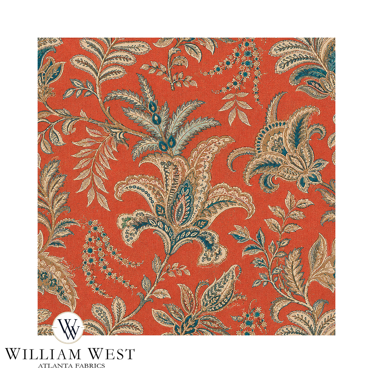 Atlanta Fabrics Indienne Paisley Red Fabric | Atlanta Fabrics