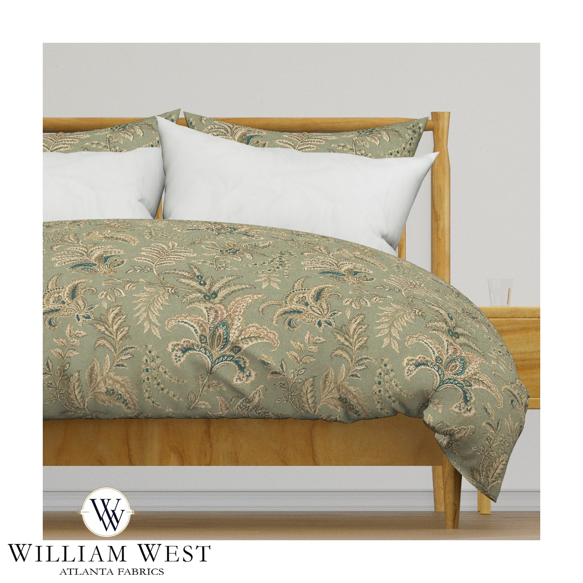 Atlanta Fabrics Indienne Paisley Sage Fabric | Atlanta Fabrics