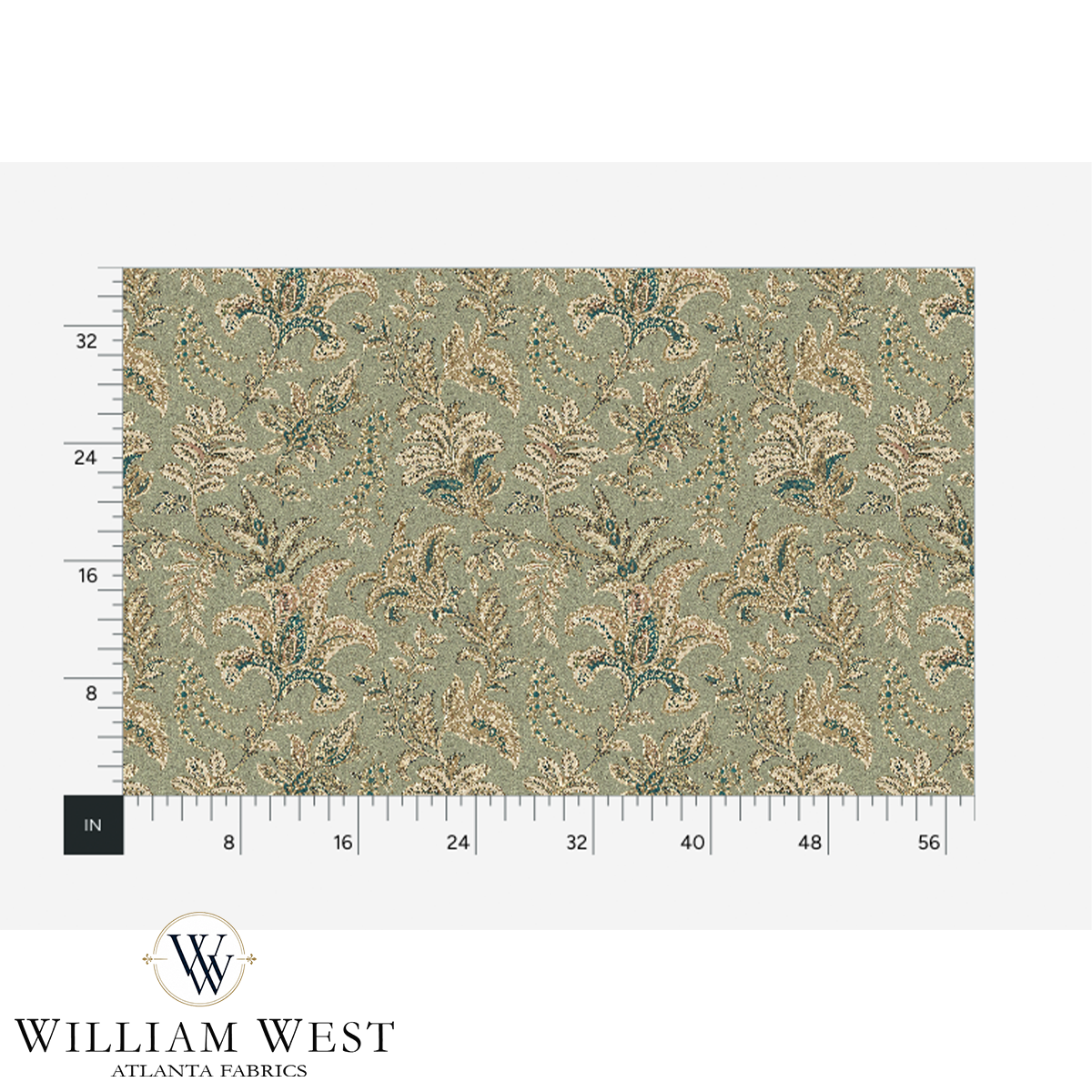 Atlanta Fabrics Indienne Paisley Sage Fabric | Atlanta Fabrics