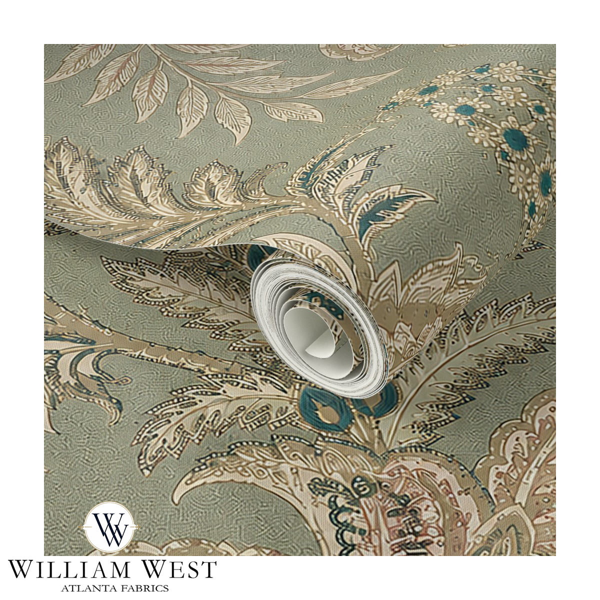 Indienne Paisley Sage Wallpaper