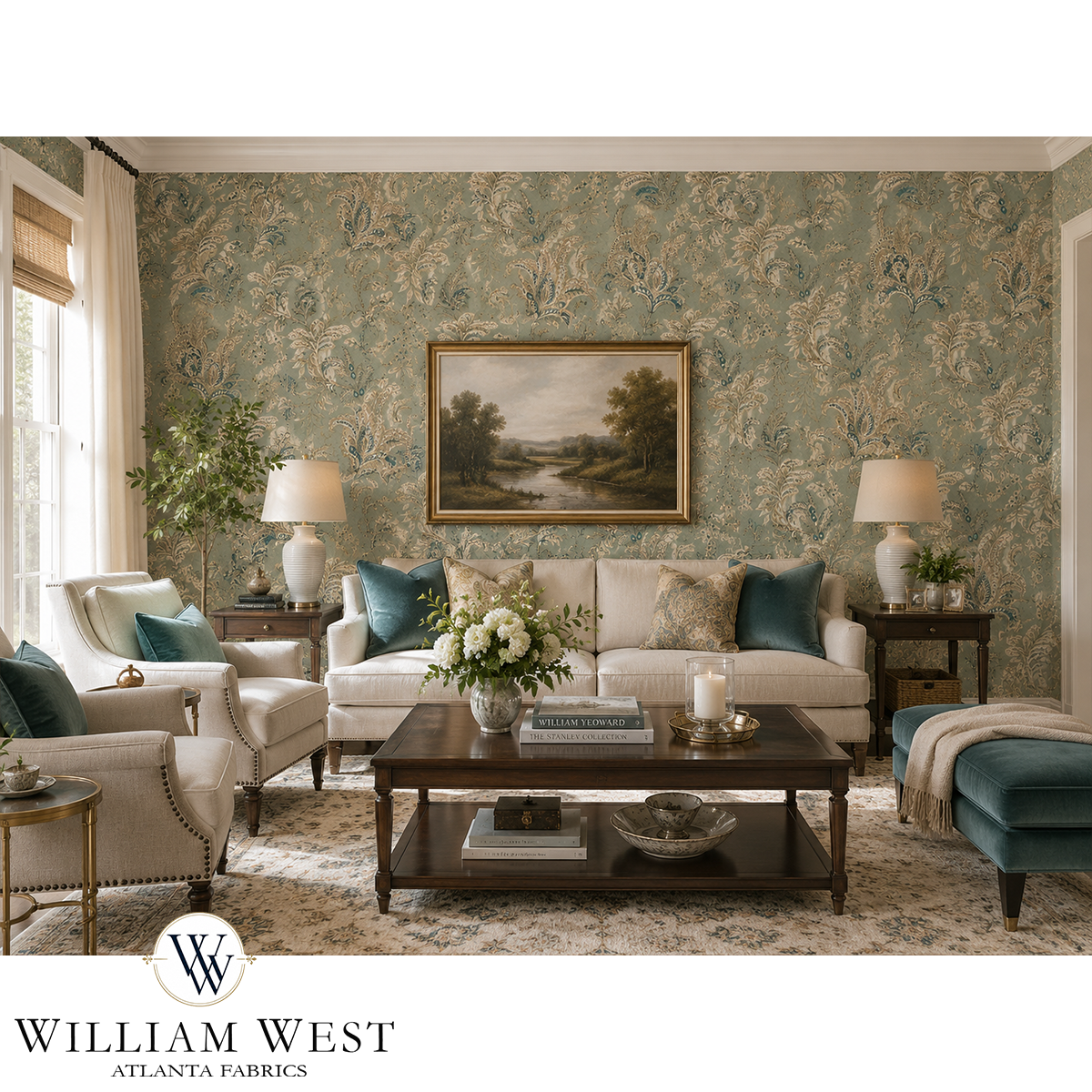 Indienne Paisley Sage Wallpaper