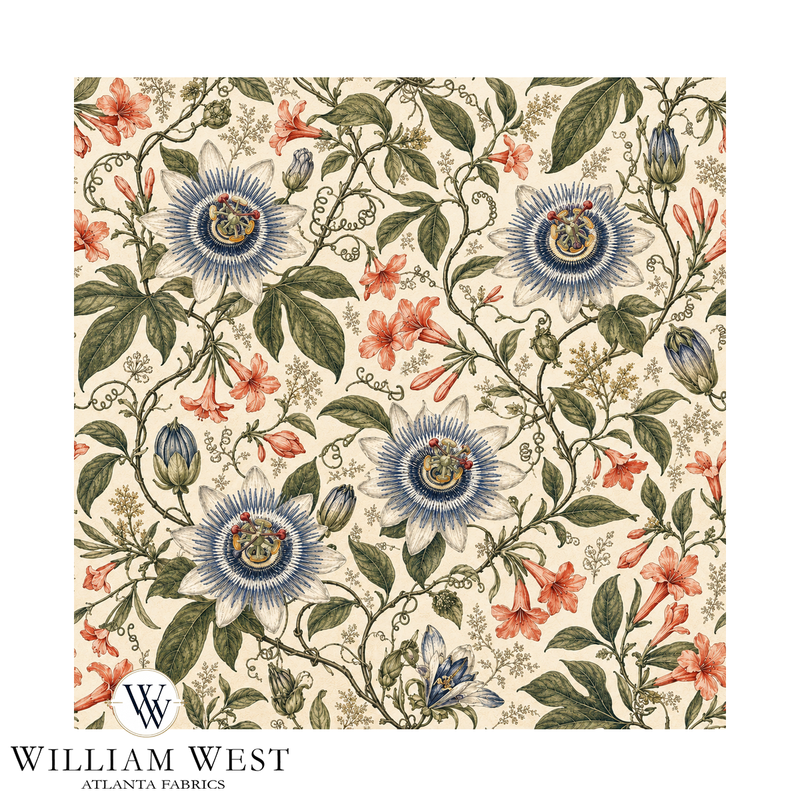 Atlanta Fabrics Jasmine and Passion Indigo and Rose Fabric | Atlanta Fabrics