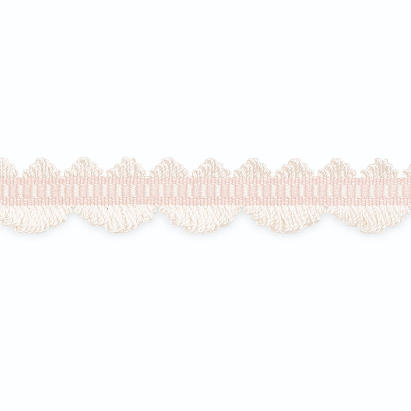 Schumacher NOELLE LOOP FRINGE WHITE/BABY PINK Trim | Atlanta Fabrics