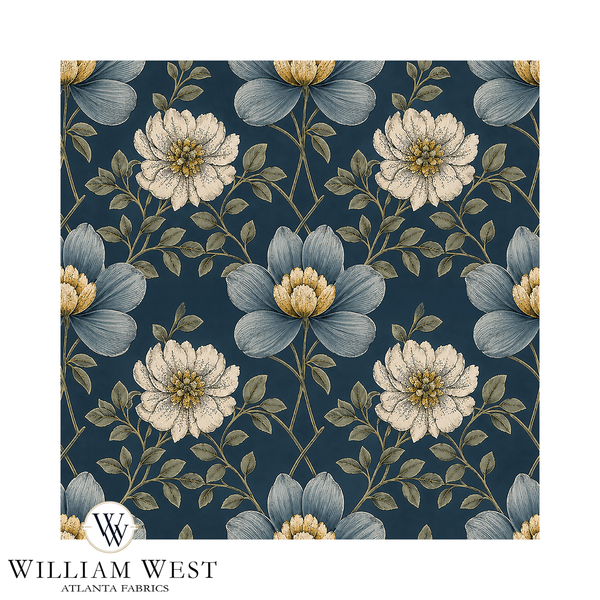 Atlanta Fabrics Larkspur Grove Navy Fabric | Atlanta Fabrics