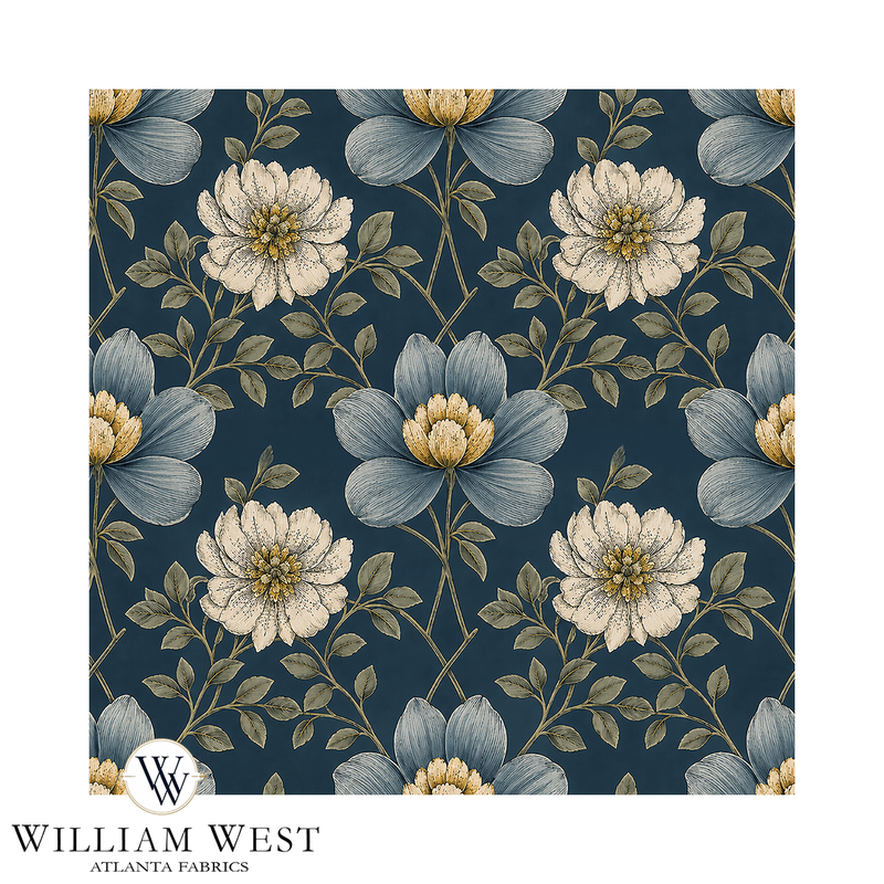 Atlanta Fabrics Larkspur Grove Navy Fabric | Atlanta Fabrics
