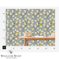 Lemon Tree Stripe French Blue Wallpaper
