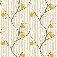 Lemon Tree Stripe Grey Wallpaper