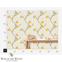 Lemon Tree Stripe Grey Wallpaper