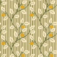Lemon Tree Stripe Olive Wallpaper