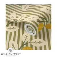 Lemon Tree Stripe Olive Wallpaper