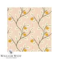 Lemon Tree Stripe Pink Wallpaper