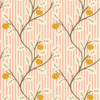 Lemon Tree Stripe Pink Wallpaper