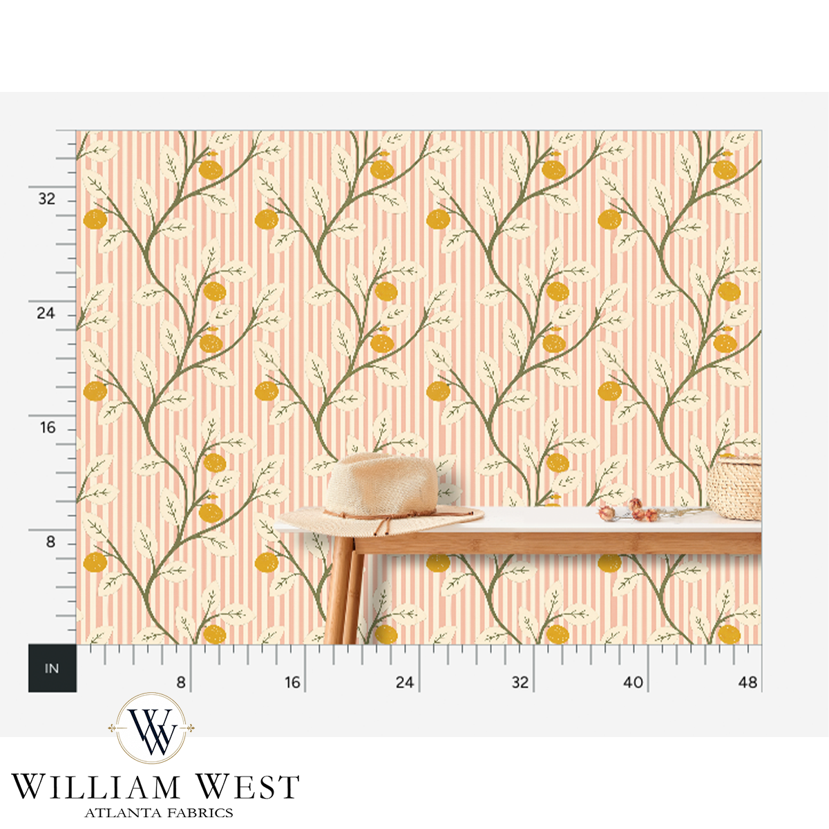 Lemon Tree Stripe Pink Wallpaper