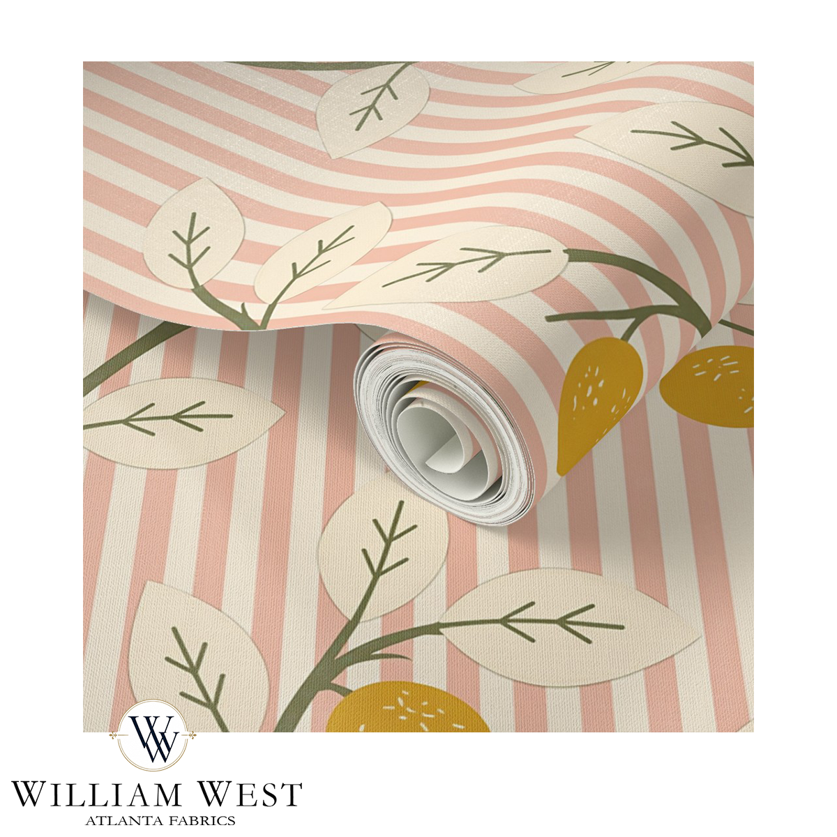 Lemon Tree Stripe Pink Wallpaper