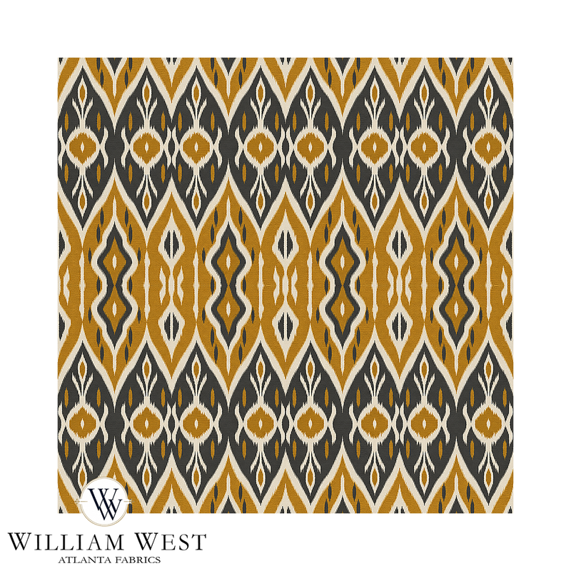 Atlanta Fabrics Meridian Ikat Ochre Fabric | Atlanta Fabrics