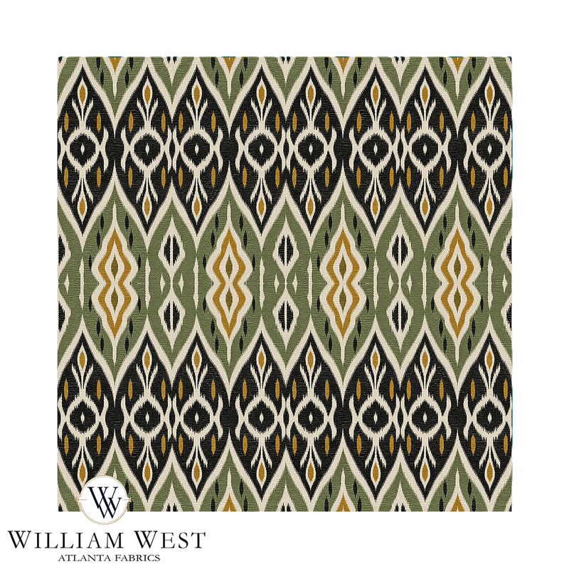 Atlanta Fabrics Meridian Ikat Sage Fabric | Atlanta Fabrics