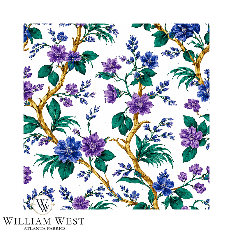 Atlanta Fabrics Mezzanotte Palace Violet Fabric | Atlanta Fabrics