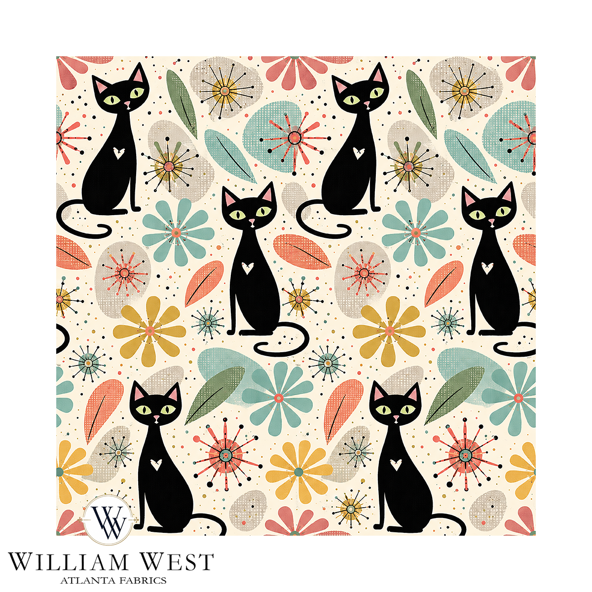 Midcentury Meow Coral
