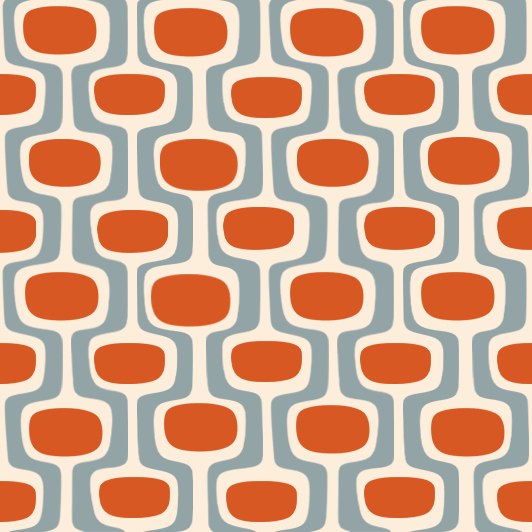Atlanta Fabrics Mod Link Blue Orange Fabric | Atlanta Fabrics