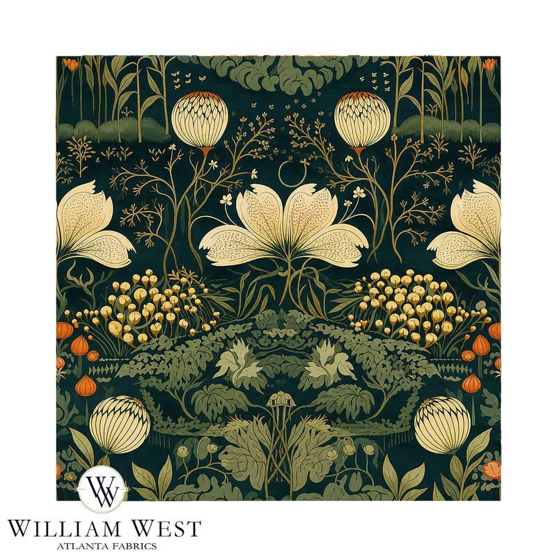 Atlanta Fabrics Nocturnal Garden Emerald Fabric | Atlanta Fabrics