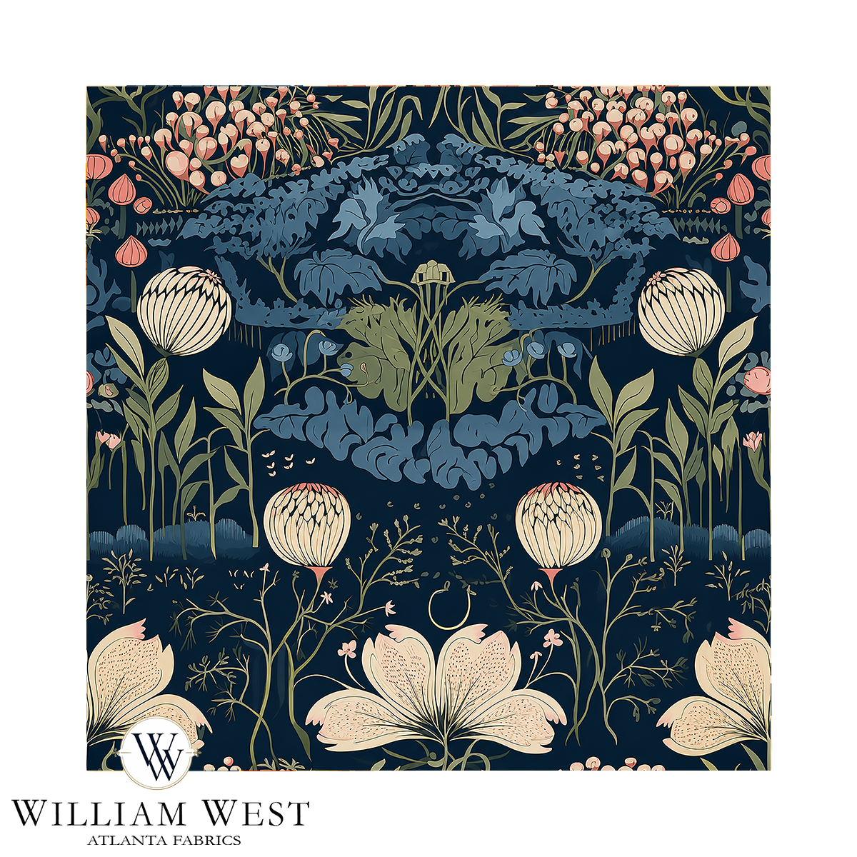 Nocturnal Garden Sapphire Fabric
