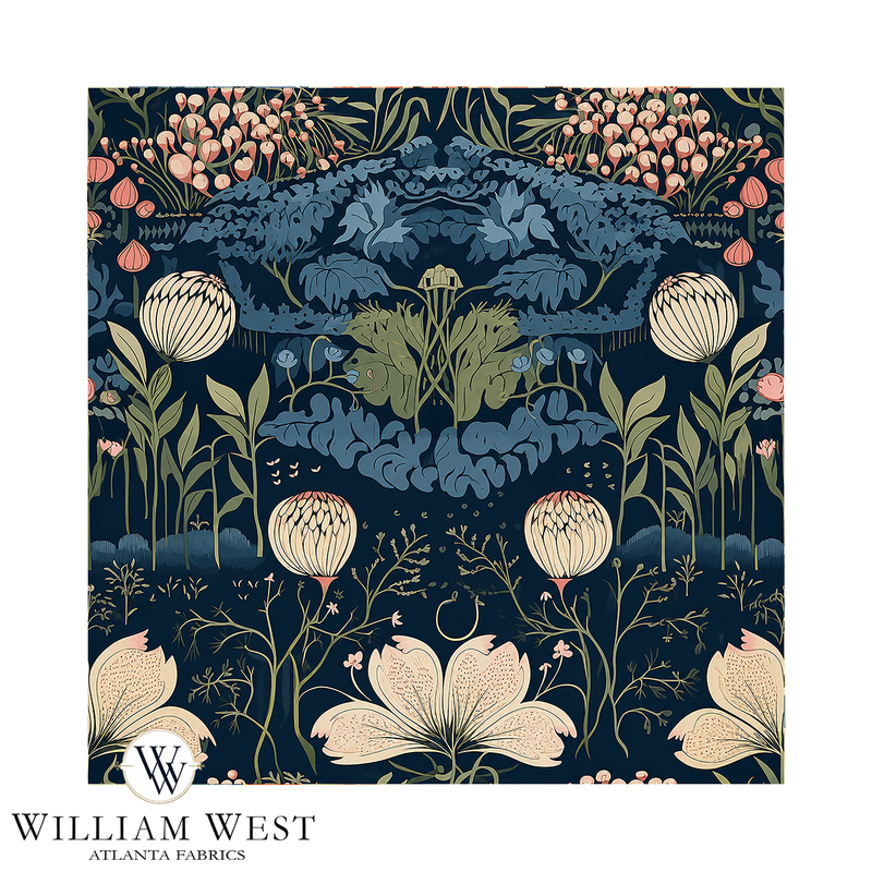 Atlanta Fabrics Nocturnal Garden Sapphire Fabric Fabric | Atlanta Fabrics