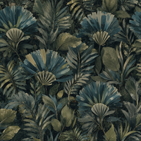 Nocturne Palmetto Blue Wallpaper