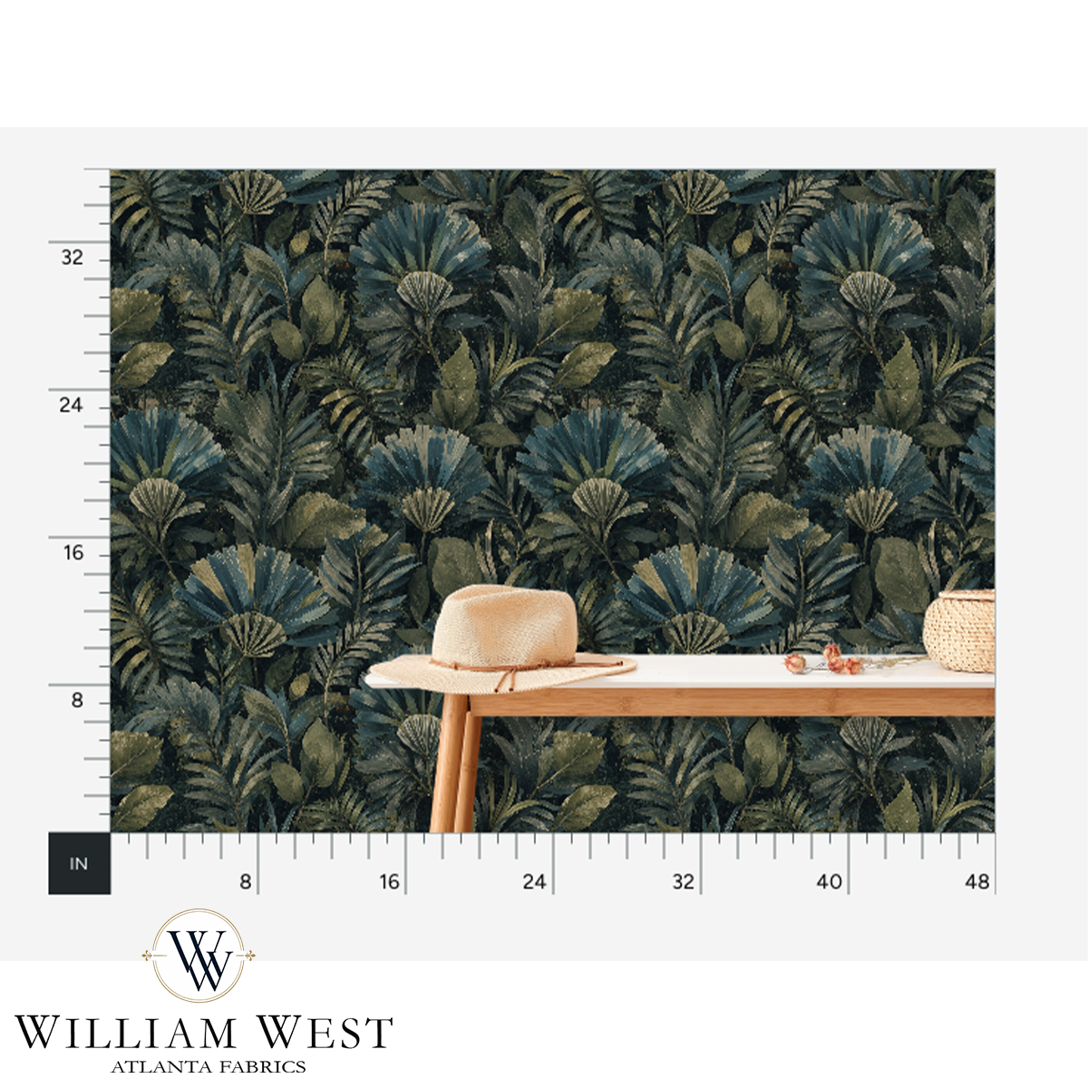 Nocturne Palmetto Blue Wallpaper