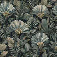 Nocturne Palmetto Teal Wallpaper