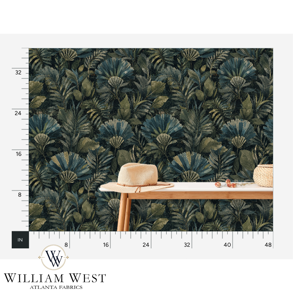 Nocturne Palmetto Teal Wallpaper