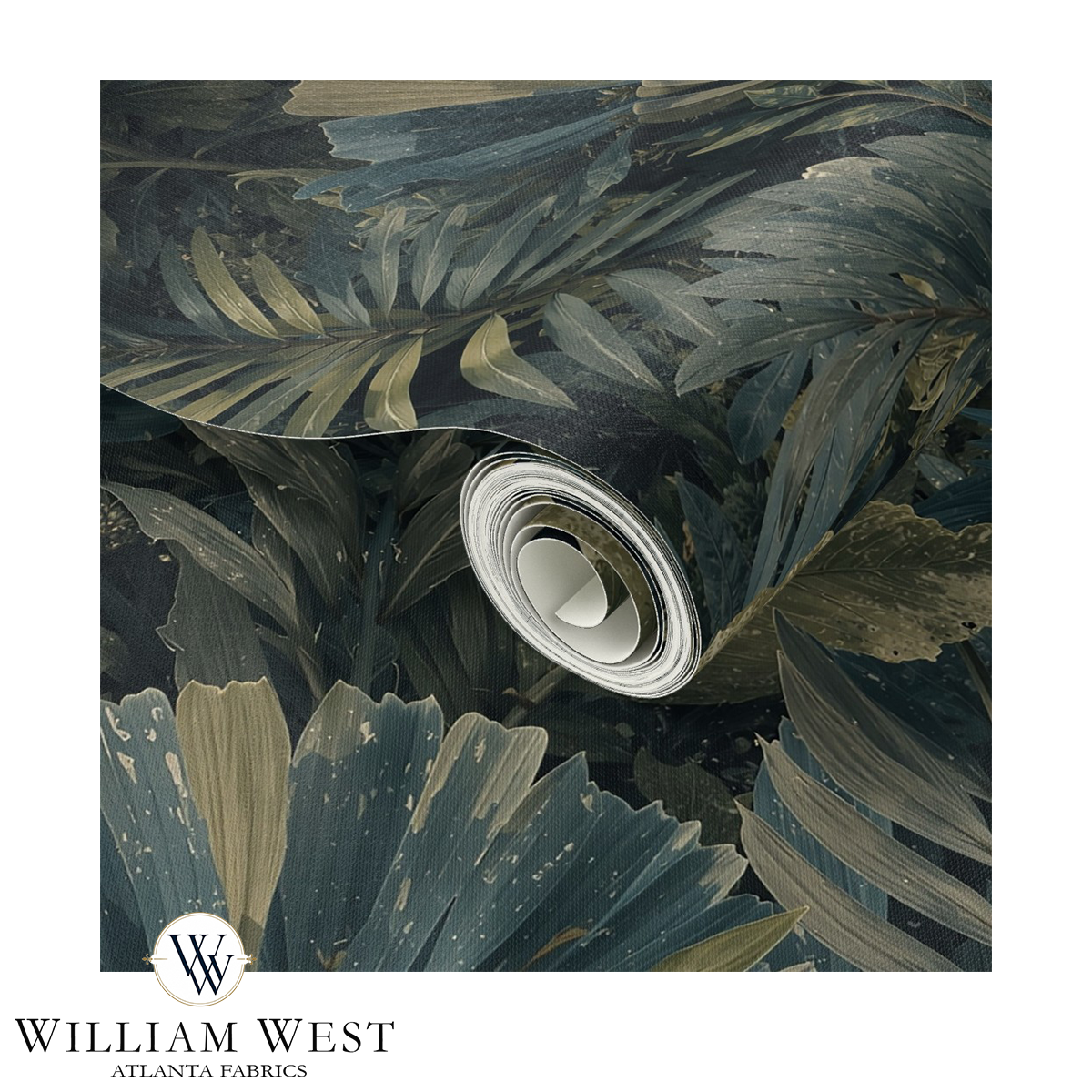 Nocturne Palmetto Teal Wallpaper