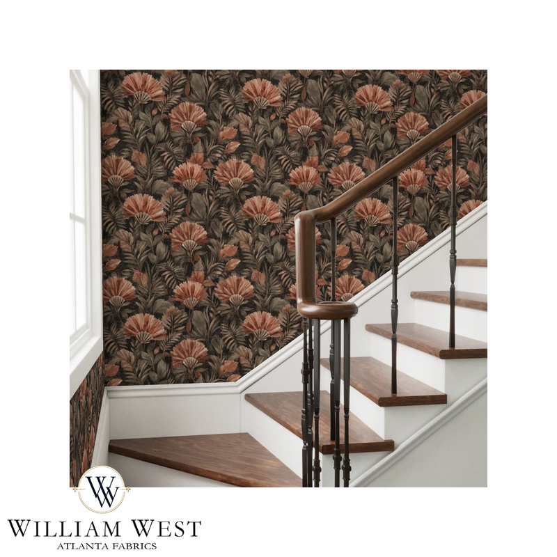 Nocturne Palmetto Terracotta Wallpaper