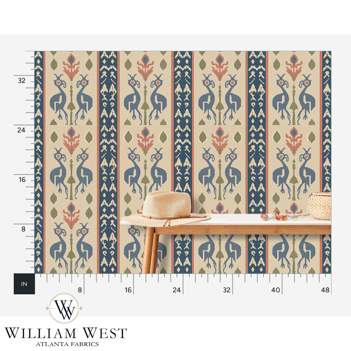 Nomad Birds Denim Wallpaper
