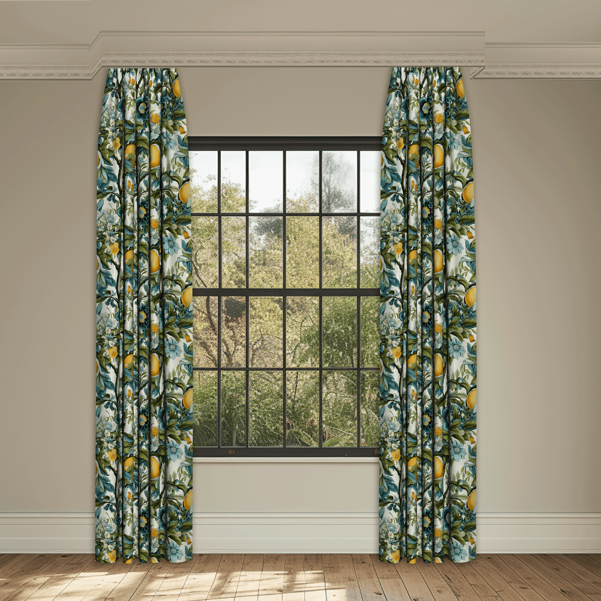 Orchard Teal Drapery Panel