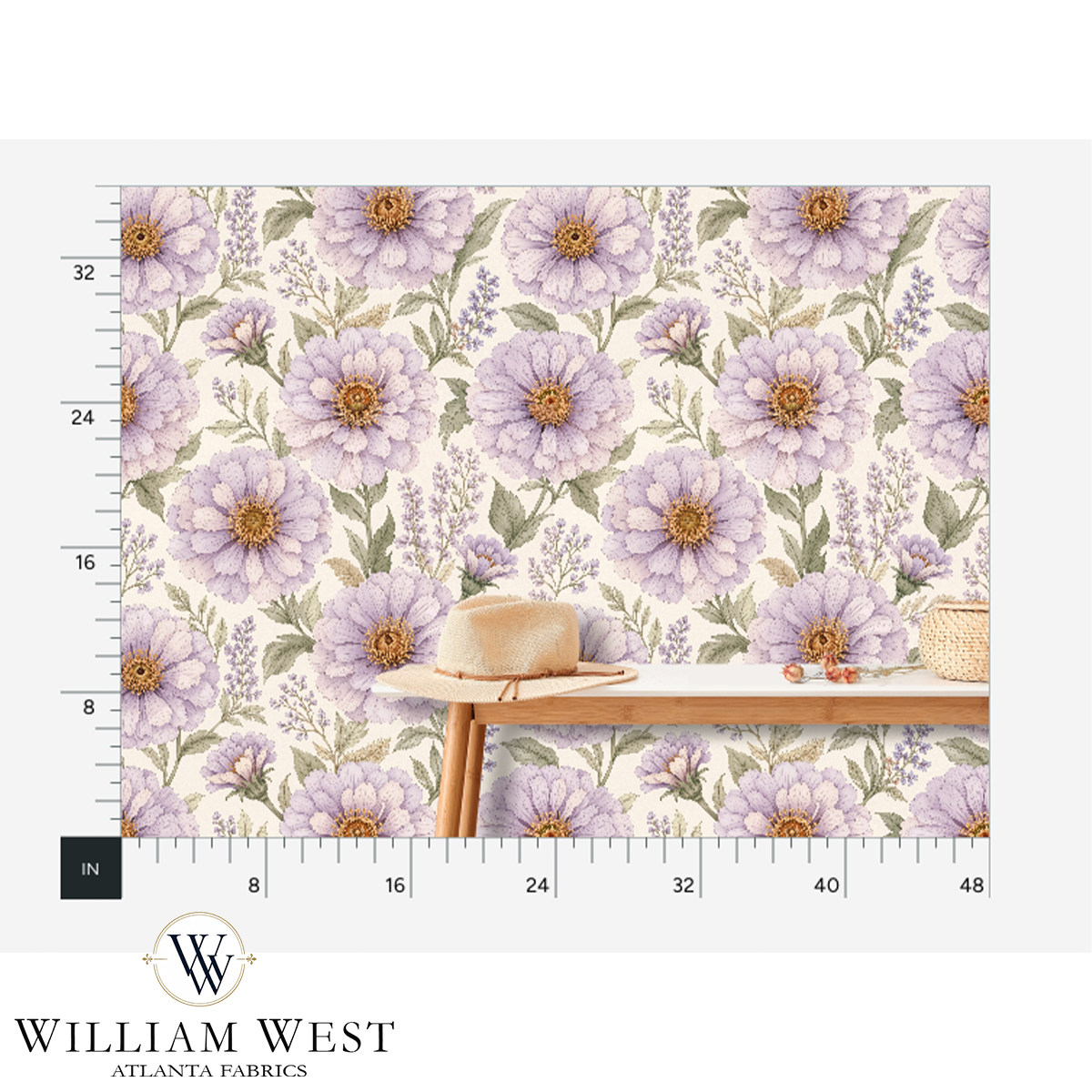 Painted Zennia Lilac Wallpaper