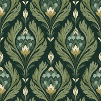 Palmette Evergreen Wallpaper