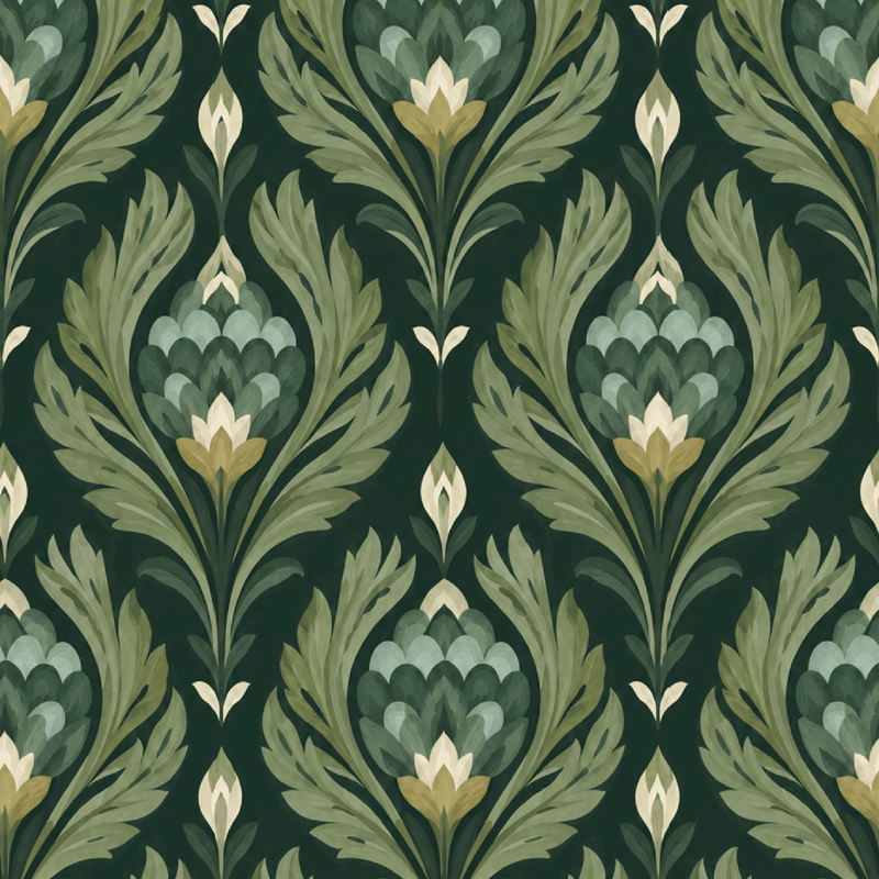 Atlanta Fabrics Palmette Evergreen Wallpaper Wallpaper | Atlanta Fabrics