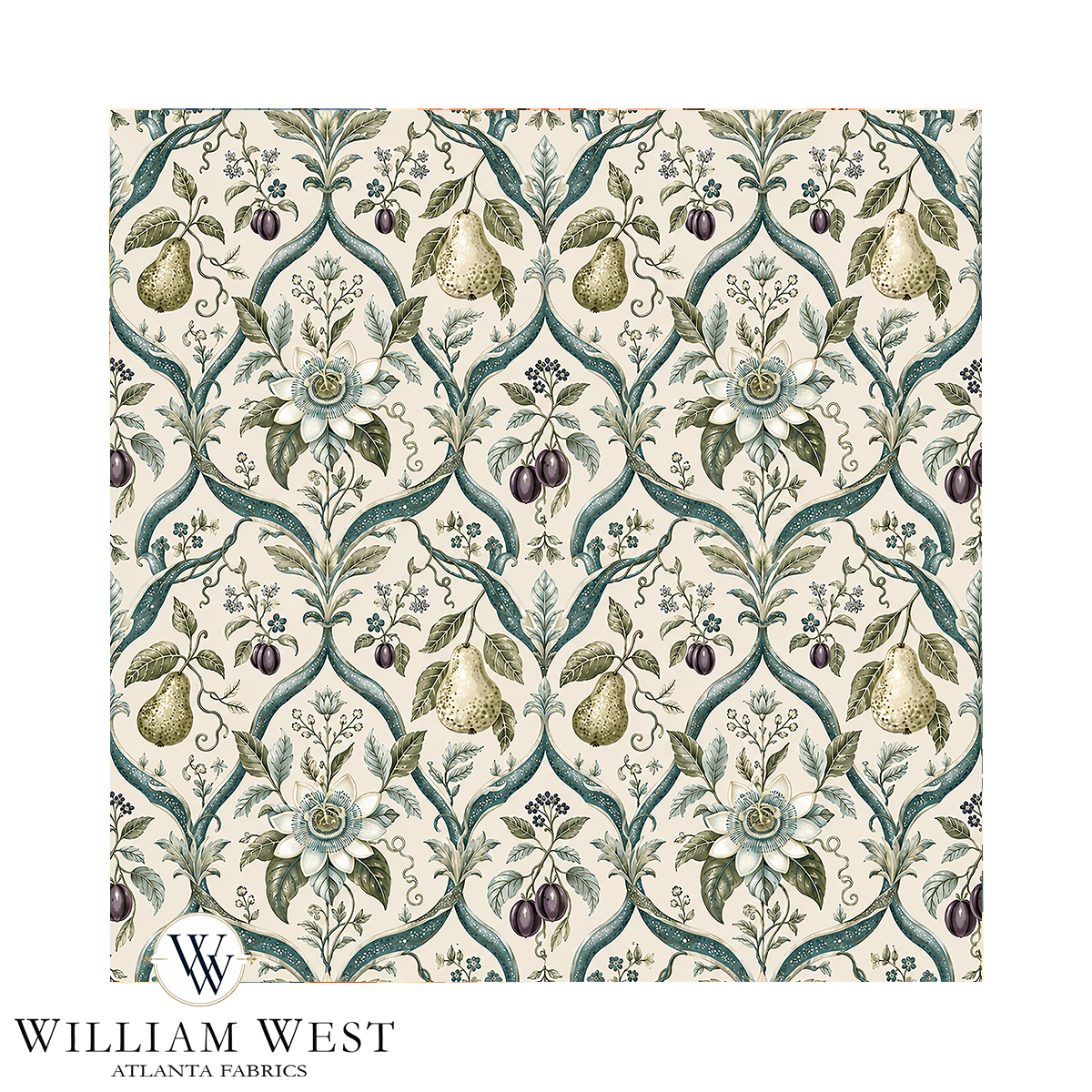 Passion Pears and Plums Teal