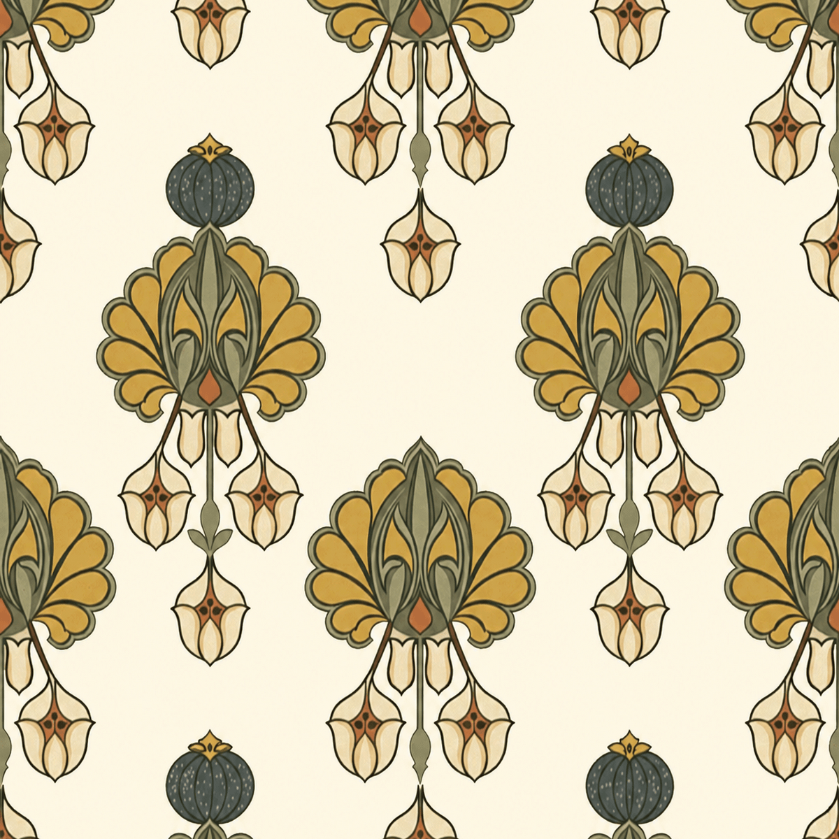Pendant Blossom Ochre Wallpaper