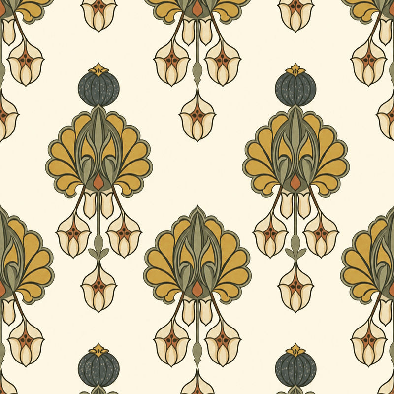Atlanta Fabrics Pendant Blossom Ochre Wallpaper Wallpaper | Atlanta Fabrics