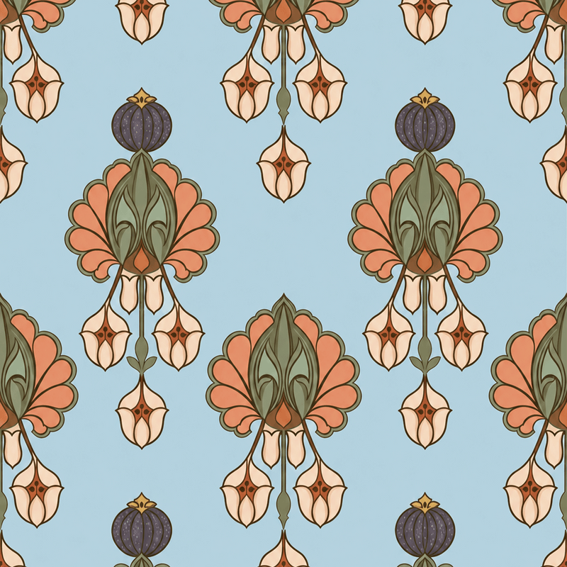 Atlanta Fabrics Pendant Blossom Terracotta Fabric | Atlanta Fabrics