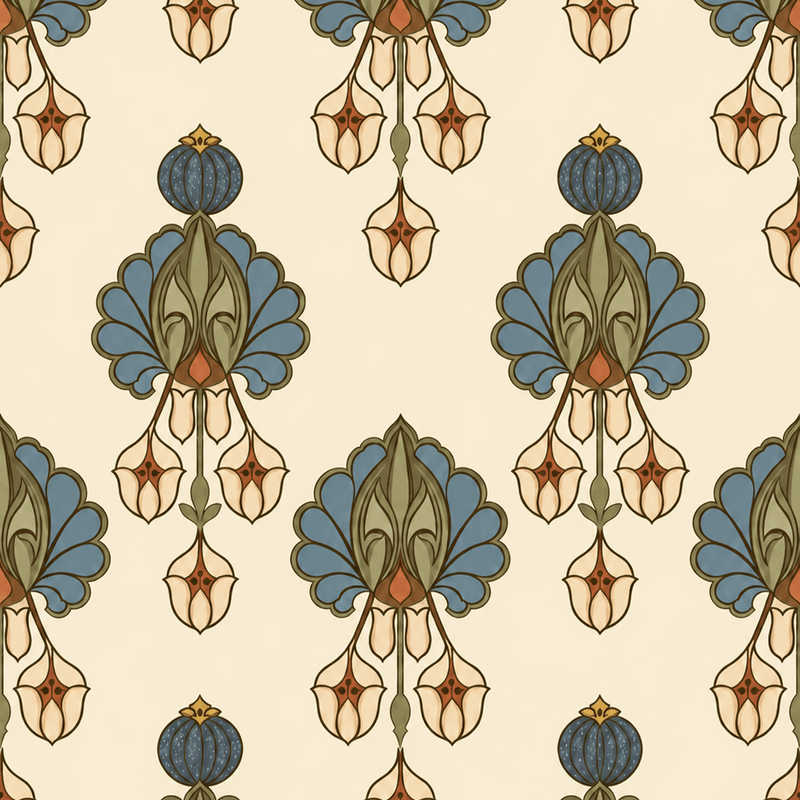 Atlanta Fabrics Pendant Blossom Wedgewood Fabric | Atlanta Fabrics