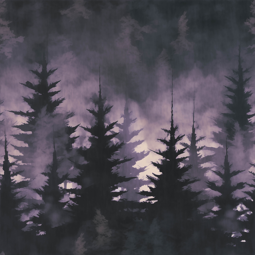 Pines In The Mist Aubergine