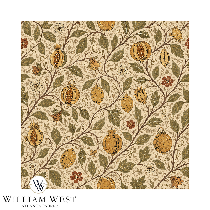 Atlanta Fabrics Pomegranate Court Camel Fabric | Atlanta Fabrics